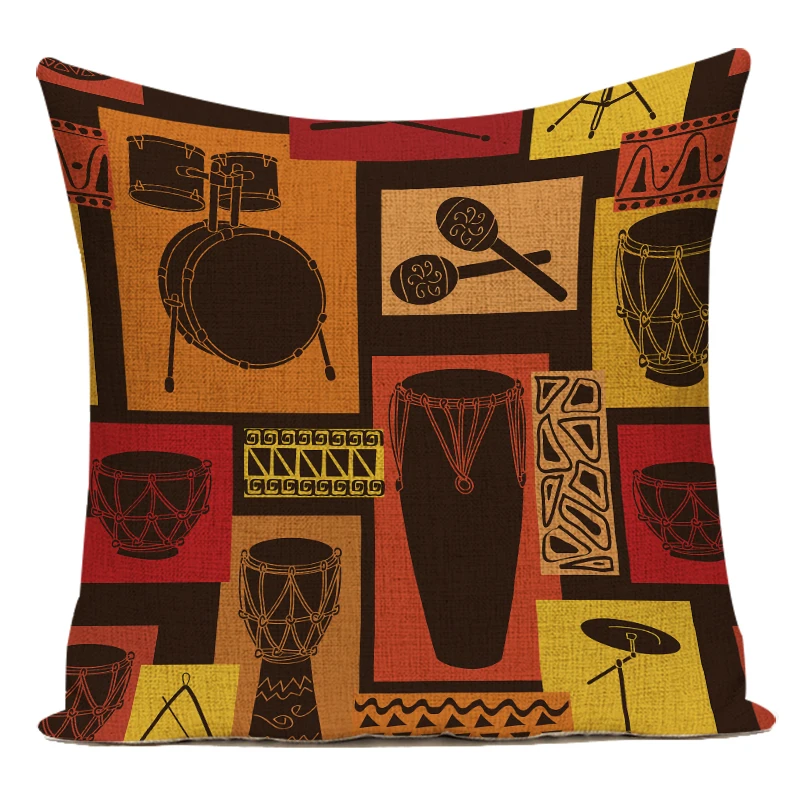 Musical Instrument Of Africa - Retro African Woman Cushion Cover -