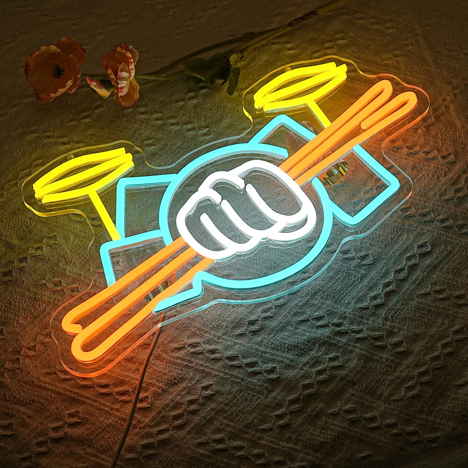Drum Set Neon Sign USB Powered - Musical Instrument With A 评论和价格