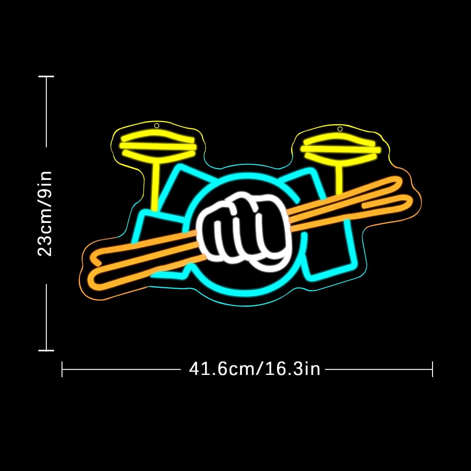 Drum Set Neon Sign USB Powered - Musical Instrument With A 评论和价格