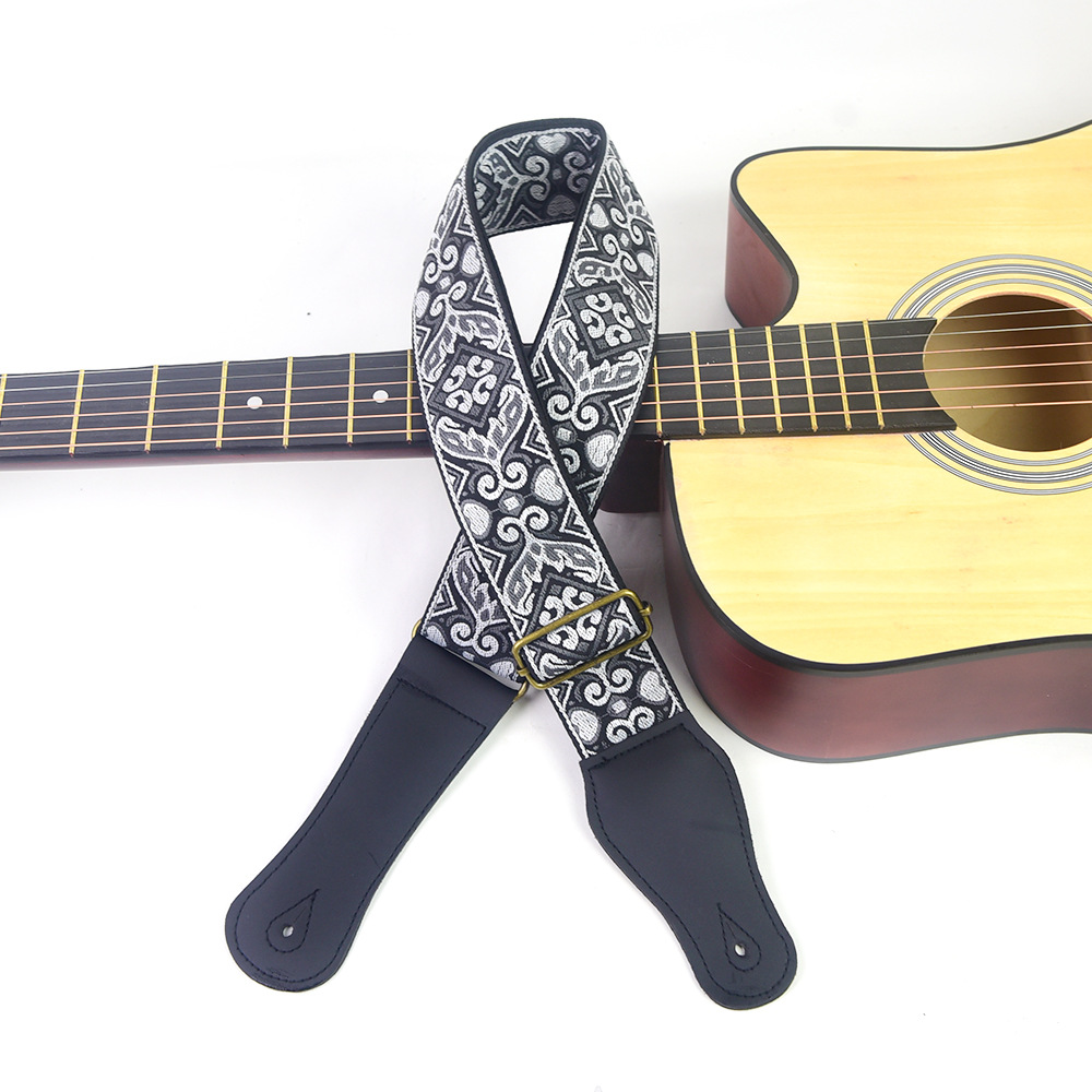 Guitar Strap Embroidered Print - Musical Instrument In English 评论和价格