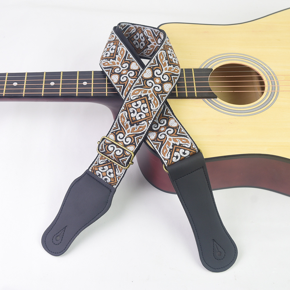 Guitar Strap Embroidered Print - Musical Instrument In English 评论和价格