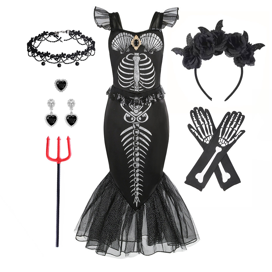 Horro Mermaid Skeleton Costume - Musical Instrument Trombone 评论和价格